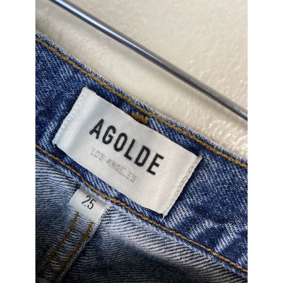 Agolde Jamie Womens Jeans Size 25 Blue Distressed Button Fly Slim Straight - Picture 3 of 16